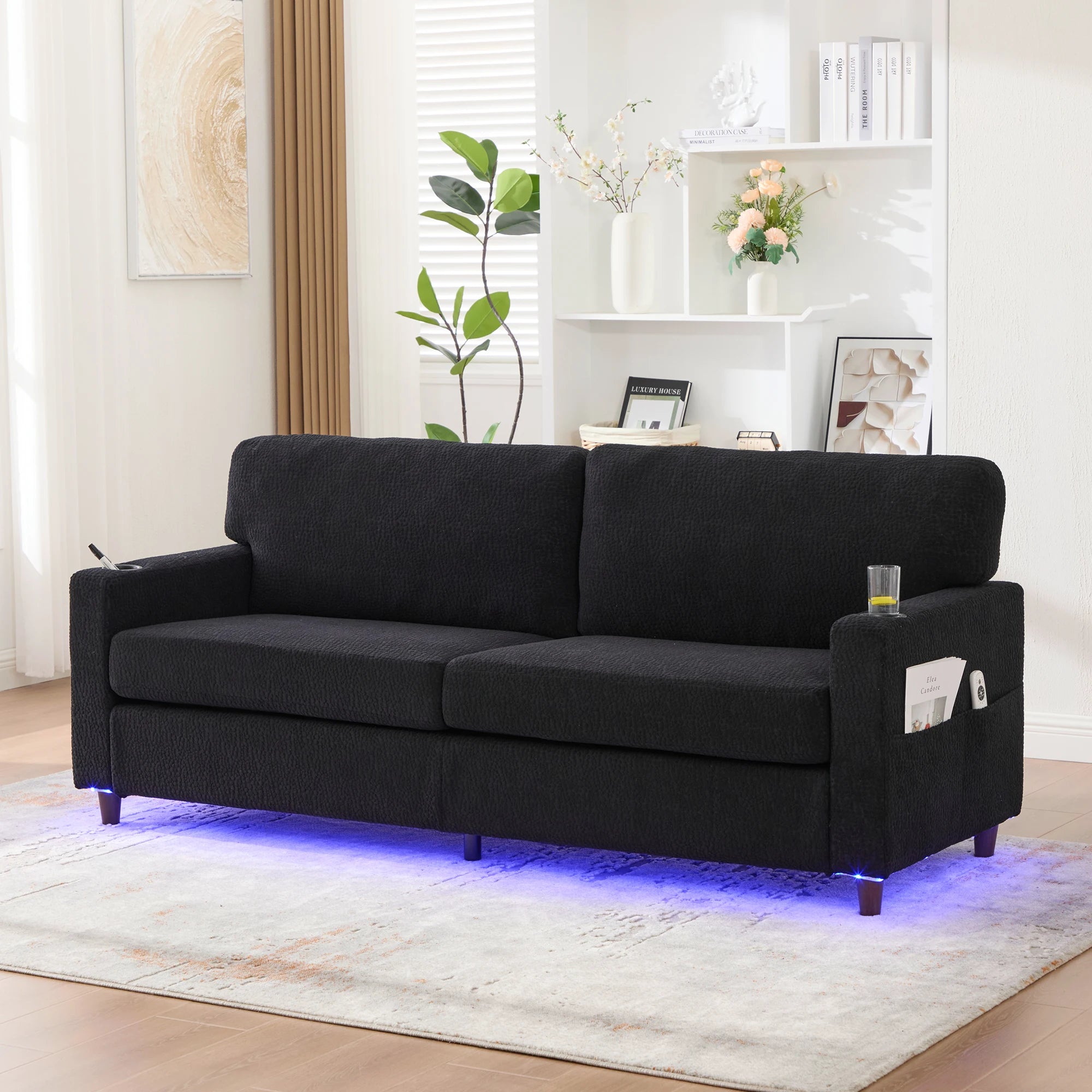 LVHOM Modern Two-Seater Chenille Sofa